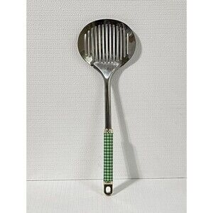 VTG Inox Ecelstahl Rostfrei Slotted Skimmer 18/8 Stainless Steel Green Gingham